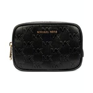 Michael Kors Women's MK Embossed Logo Belt Bag Fanny Pack Black
